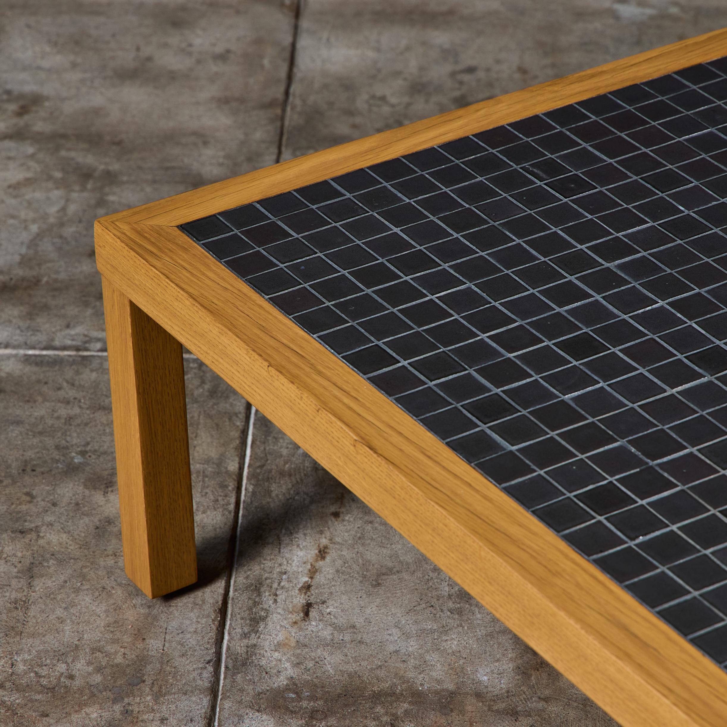 Gordon and Jane Martz Oak Square Coffee Table with Black Tile Inlay For Sale 8