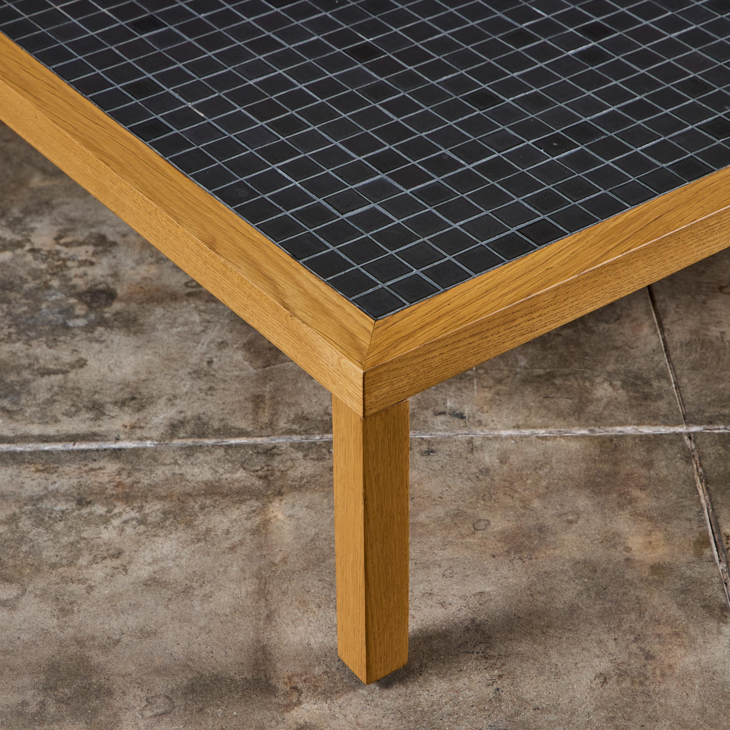 Gordon and Jane Martz Oak Square Coffee Table with Black Tile Inlay For Sale 9