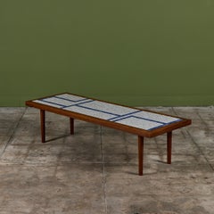 Gordon and Jane Martz Rectangular Coffee Table with Blue and White Tile Inlay