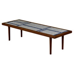 Vintage Gordon and Jane Martz Rectangular Coffee Table with Blue and White Tile Inlay