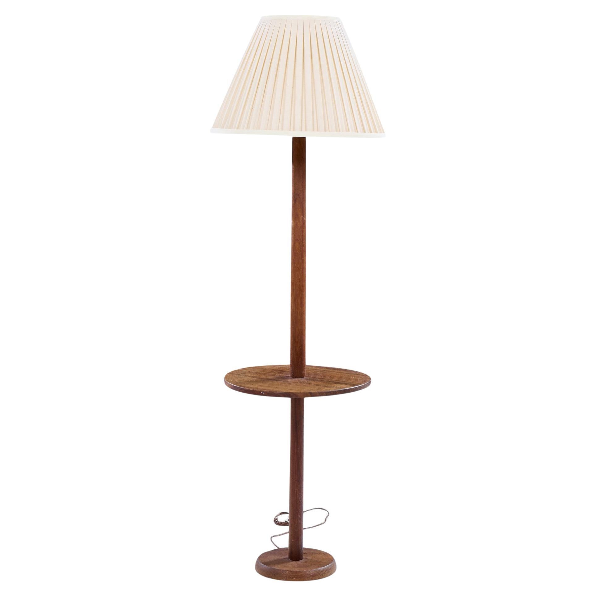 Gordon and Jane Martz Style Mid Century Walnut Floor Lamp Table