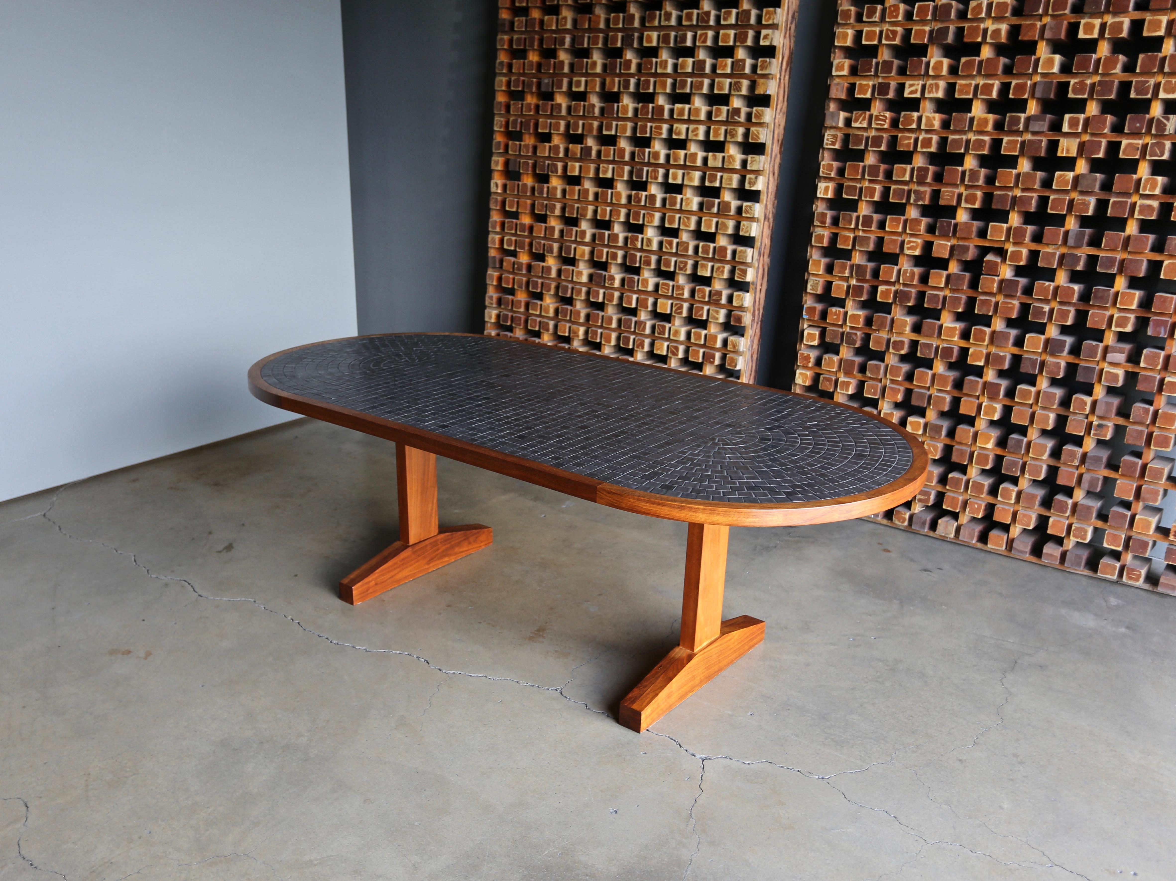 Gordon and Jane Martz tile top dining or game table for Marshall Studios, circa 1960.