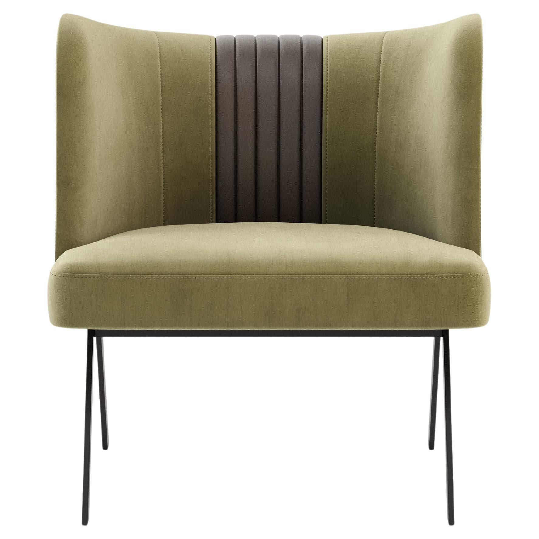 Gordon Armchair, Portuguese 21st Century Contemporary Upholstered with Leather