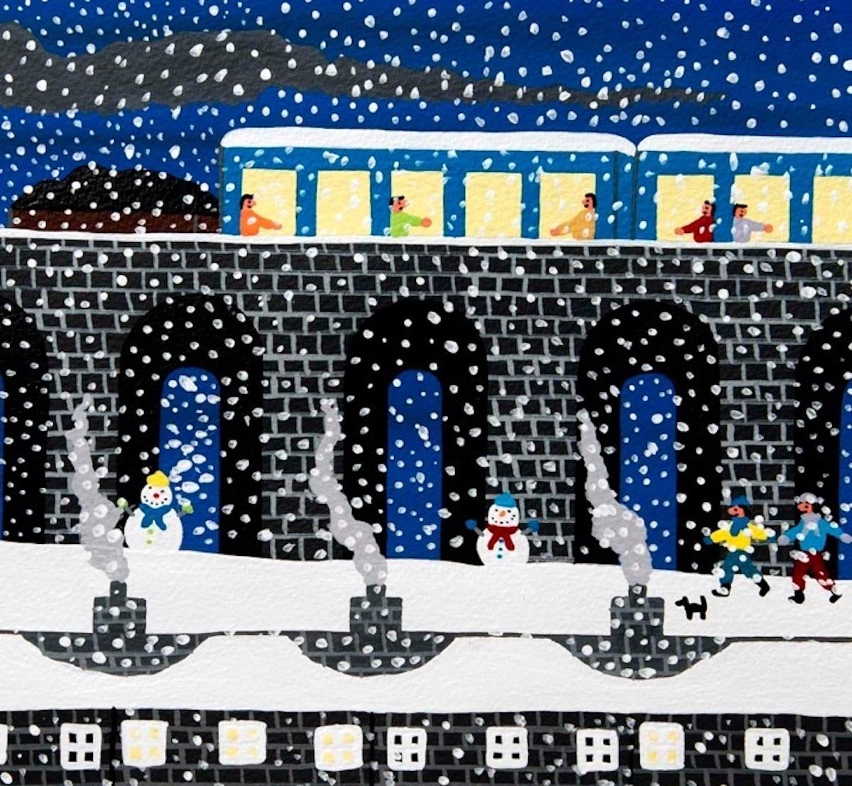 Gordon Barker, Nevica, Pittura originale di paesaggio, Arte invernale, Arte luminosa in vendita 1