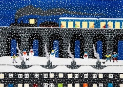 Gordon Barker, It''s Snowing, Original Landscape Painting, Winter Art, Bright Art