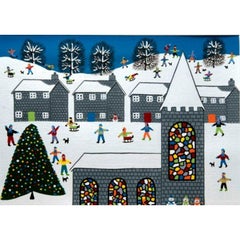 Oh What A Fantastic Tree, Gordon Barker, Snowy town scene art, miniature art