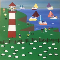 At the lighthouse, Painting, Acrylic on Paper