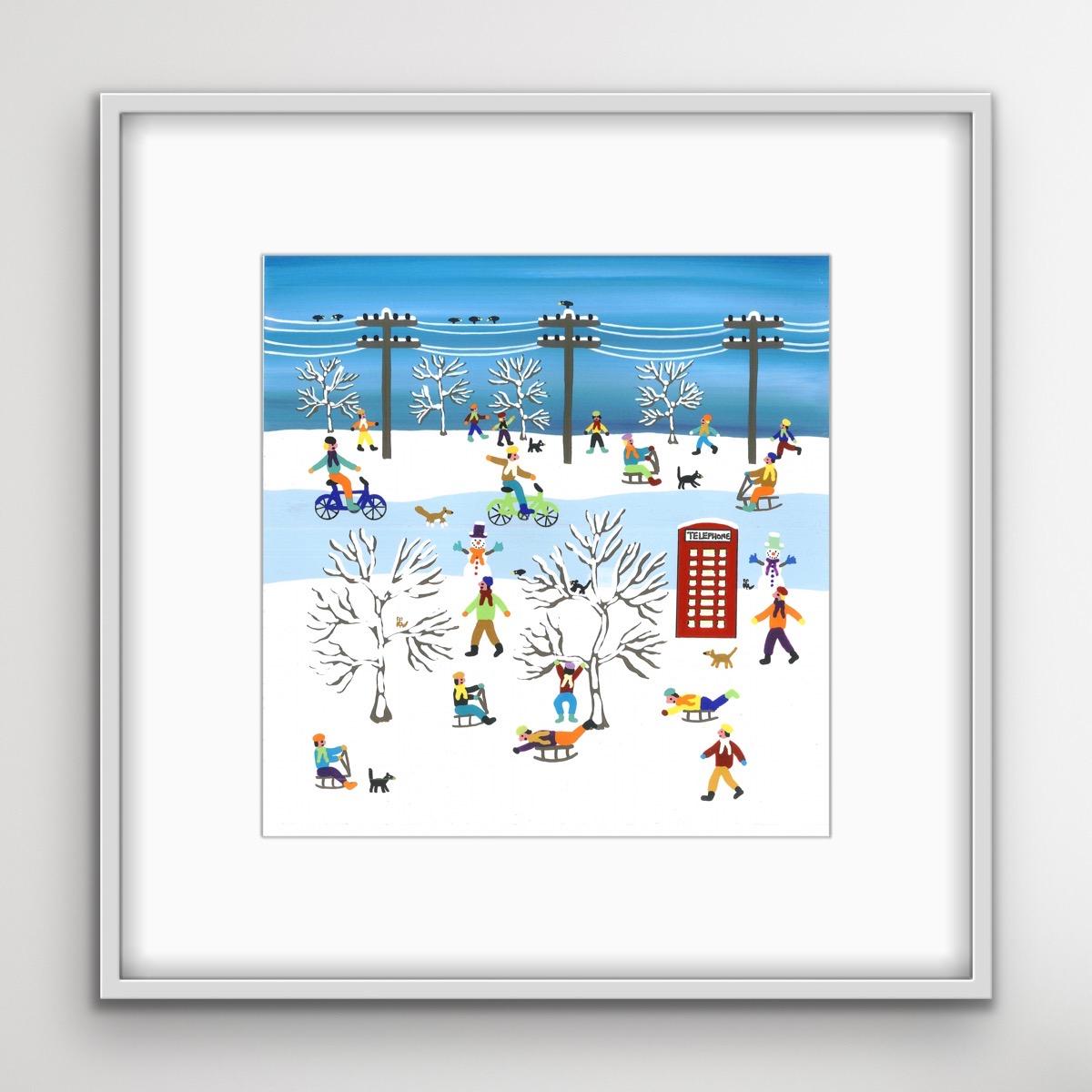 What a Fantastic Day, Naïve Style Art, Snow Landscape Painting, English Art For Sale 2