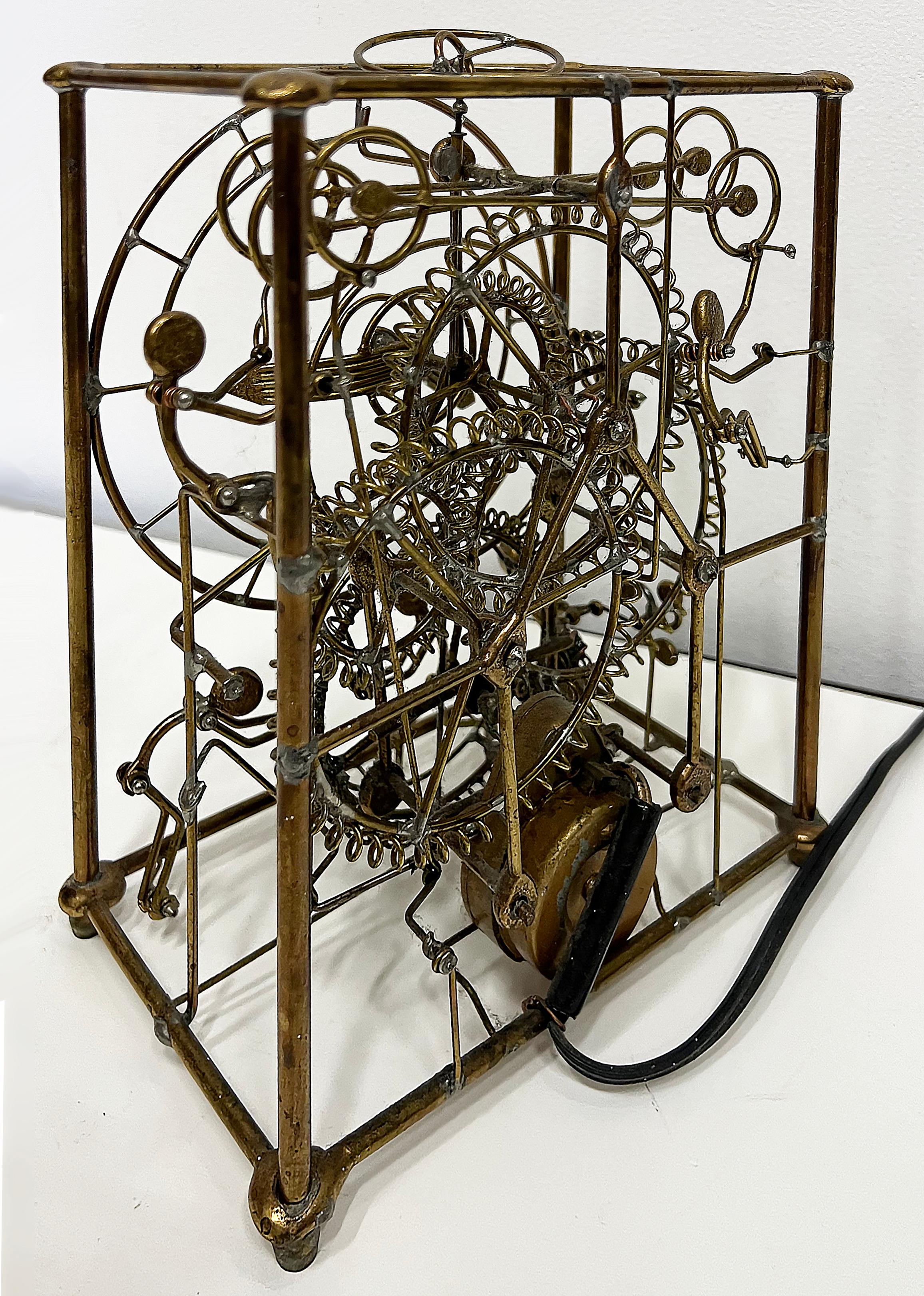 Gordon Bradt 6 Man Kinetic Electric Skeleton Table Clock, 1993 In Good Condition In Miami, FL