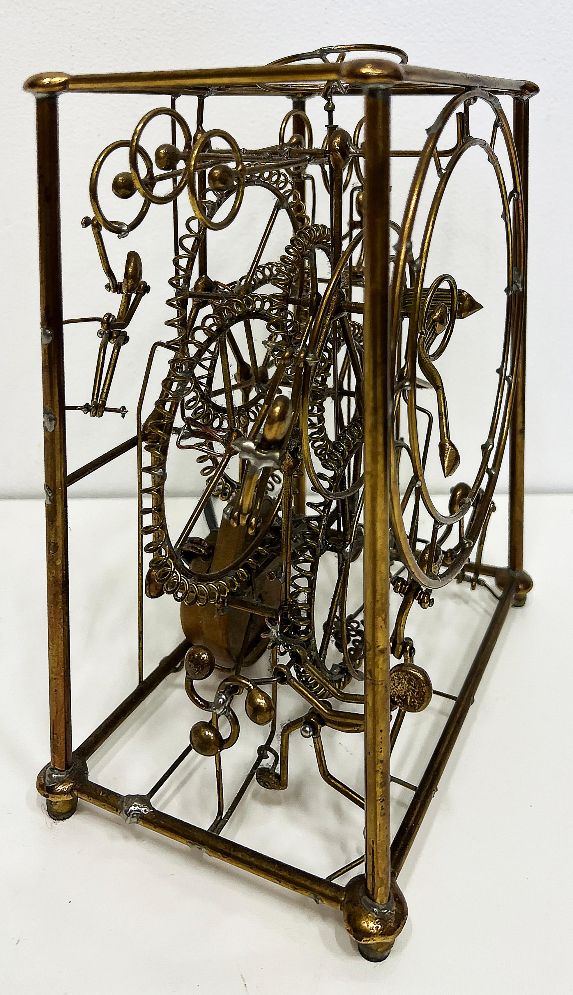 20th Century Gordon Bradt 6 Man Kinetic Electric Skeleton Table Clock, 1993