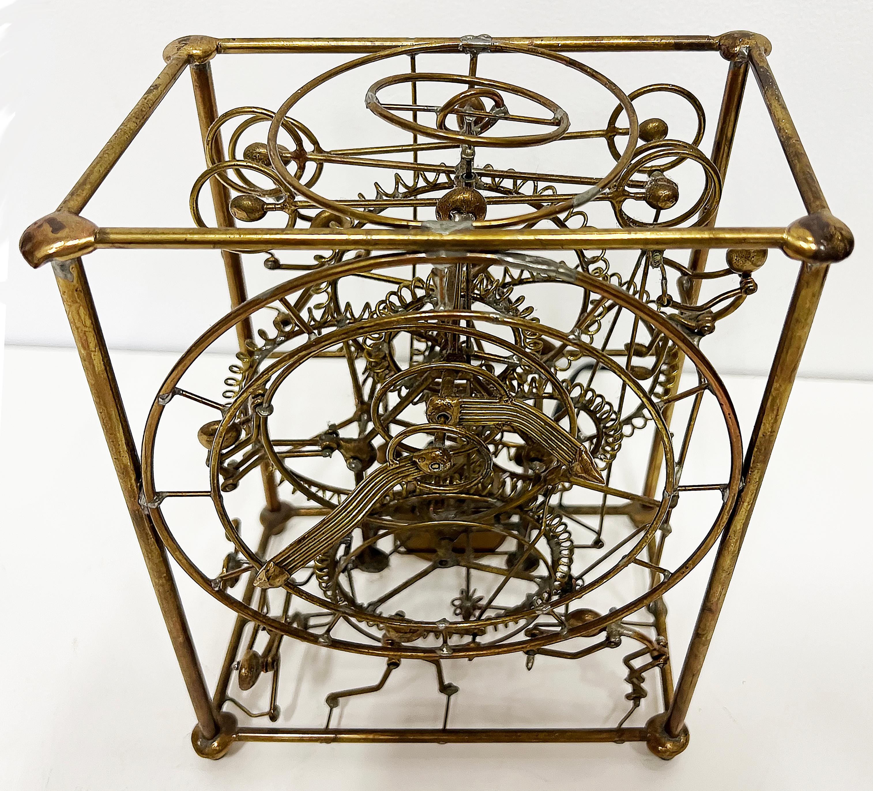 Metal Gordon Bradt 6 Man Kinetic Electric Skeleton Table Clock, 1993