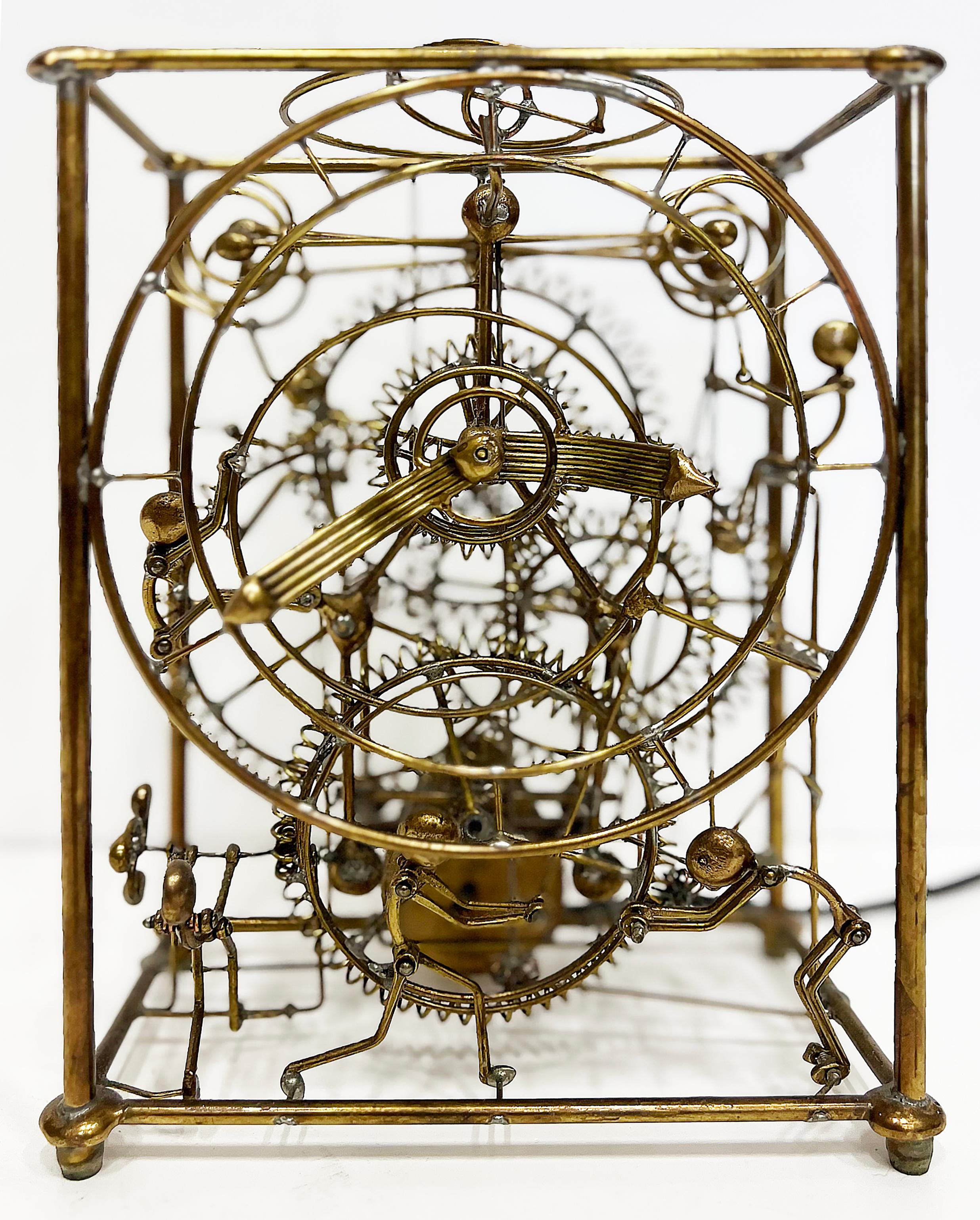 Gordon Bradt 6 Man Kinetic Electric Skeleton Table Clock, 1993 1