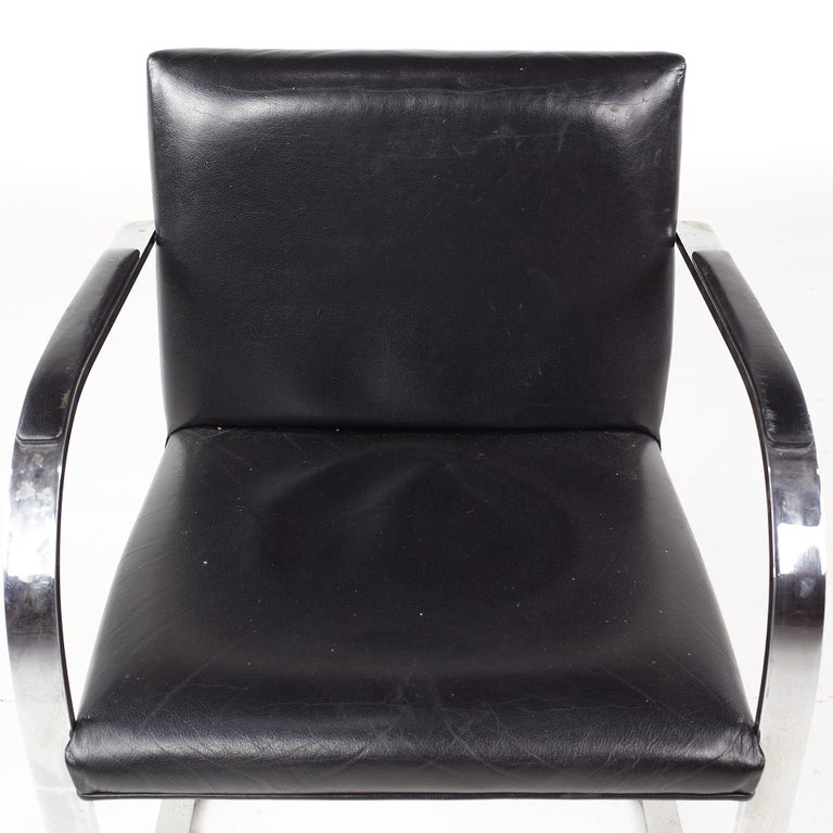 Gordon BRNO Mid-Century Flat Bar Black Leather Chairs, Set of 4 For Sale 5