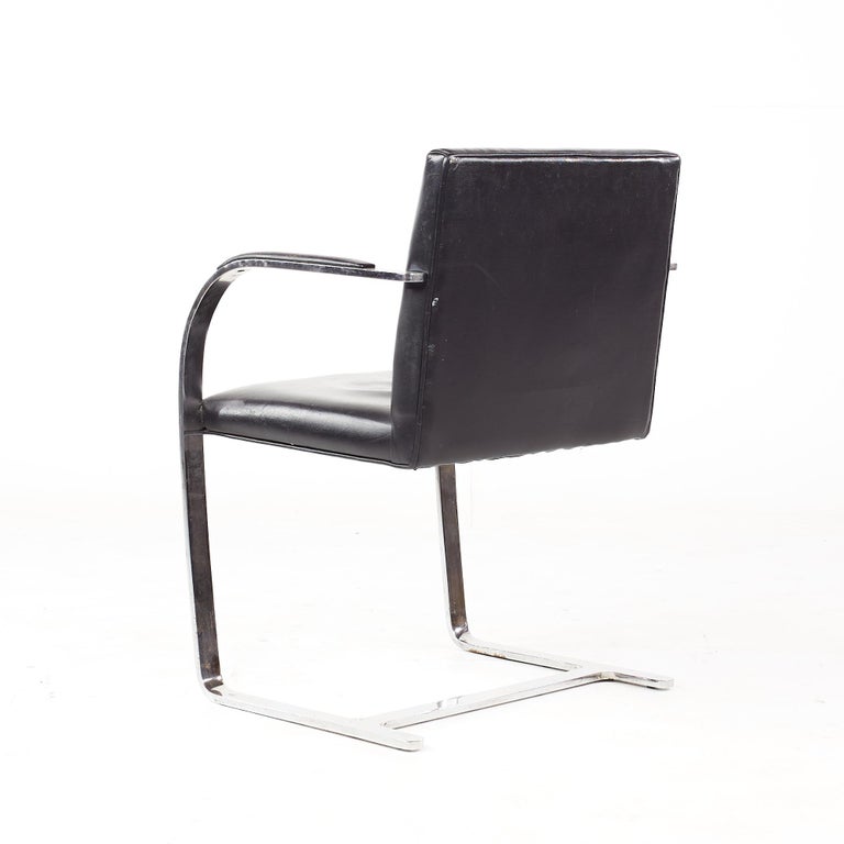 Gordon BRNO Mid-Century Flat Bar Black Leather Chairs, Set of 4 For Sale 2