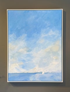 Gordon Carr, "Open Sea" 48x36 Sonnentag Segelboot Seelandschaft Ölgemälde auf Leinwand