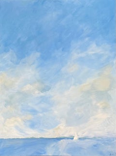 Gordon Carr, "Open Sea" 48x36 Sonnentag Segelboot Seelandschaft Ölgemälde auf Leinwand