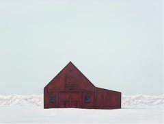 Gordon Carr, "Winter Calm", 36x48 Snowy Rural Barn Landscape Painting on Canvas