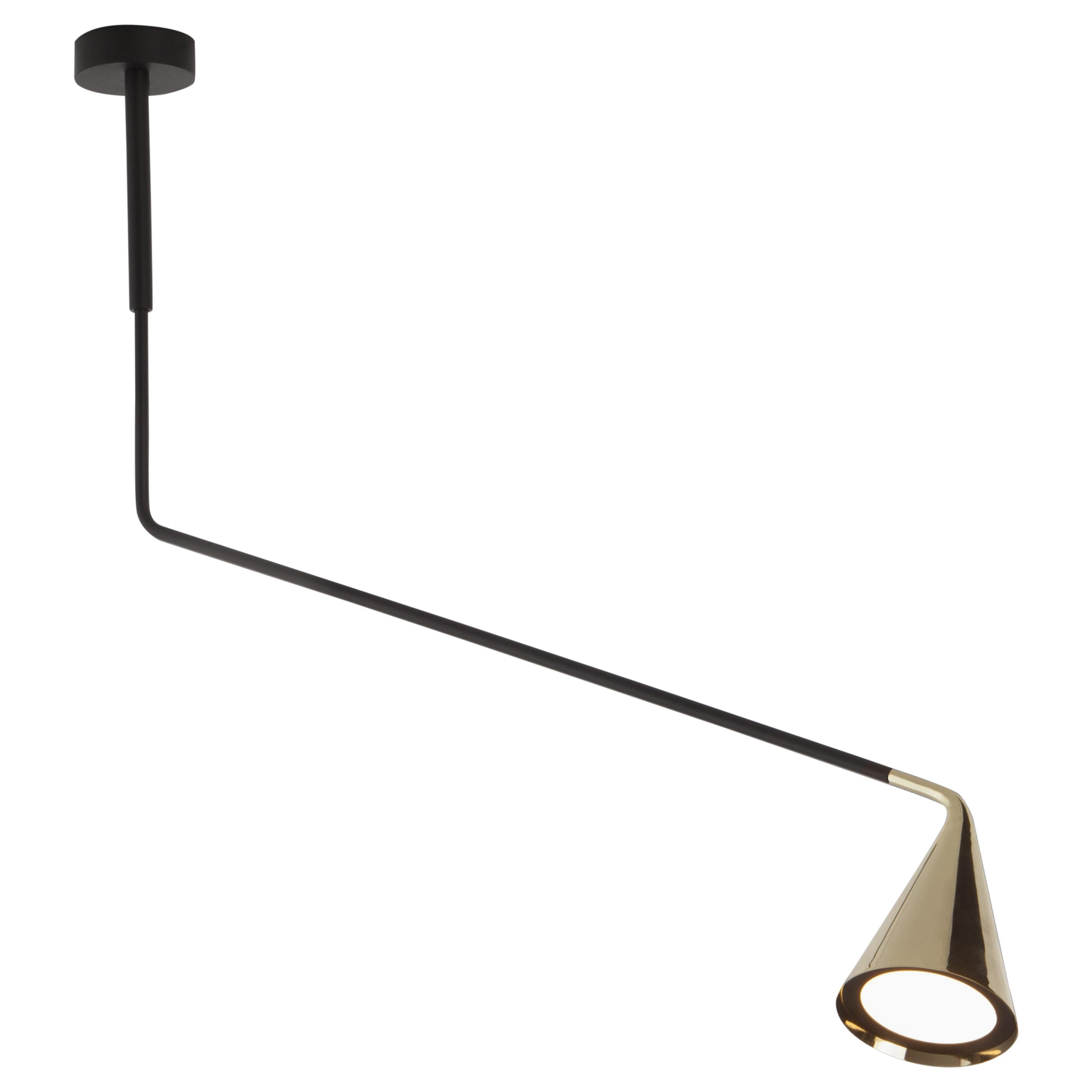 Gordon Ceiling Lamp Conical Diffuser in Black, Polished Gold by Corrado Dotti For Sale