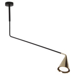 Gordon Ceiling Lamp Conical Diffuser in Black, Polished Gold by Corrado Dotti