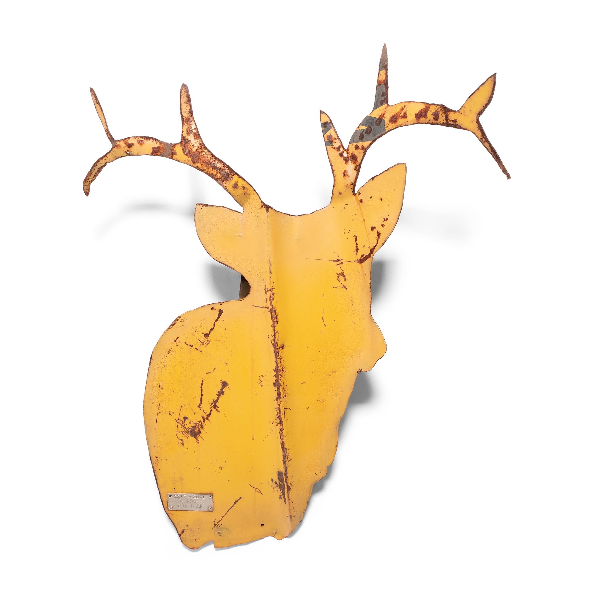 "Yellow Stag, " Reclaimed Steel Sculpture, 2011 - Art by Gordon Chandler