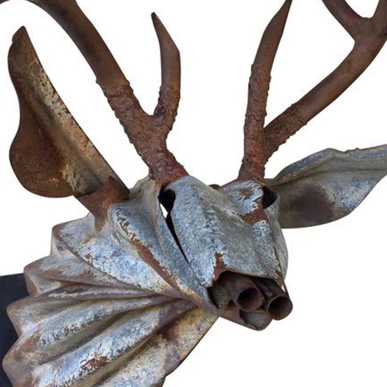 Stag Mount - Gray Figurative Sculpture by Gordon Chandler