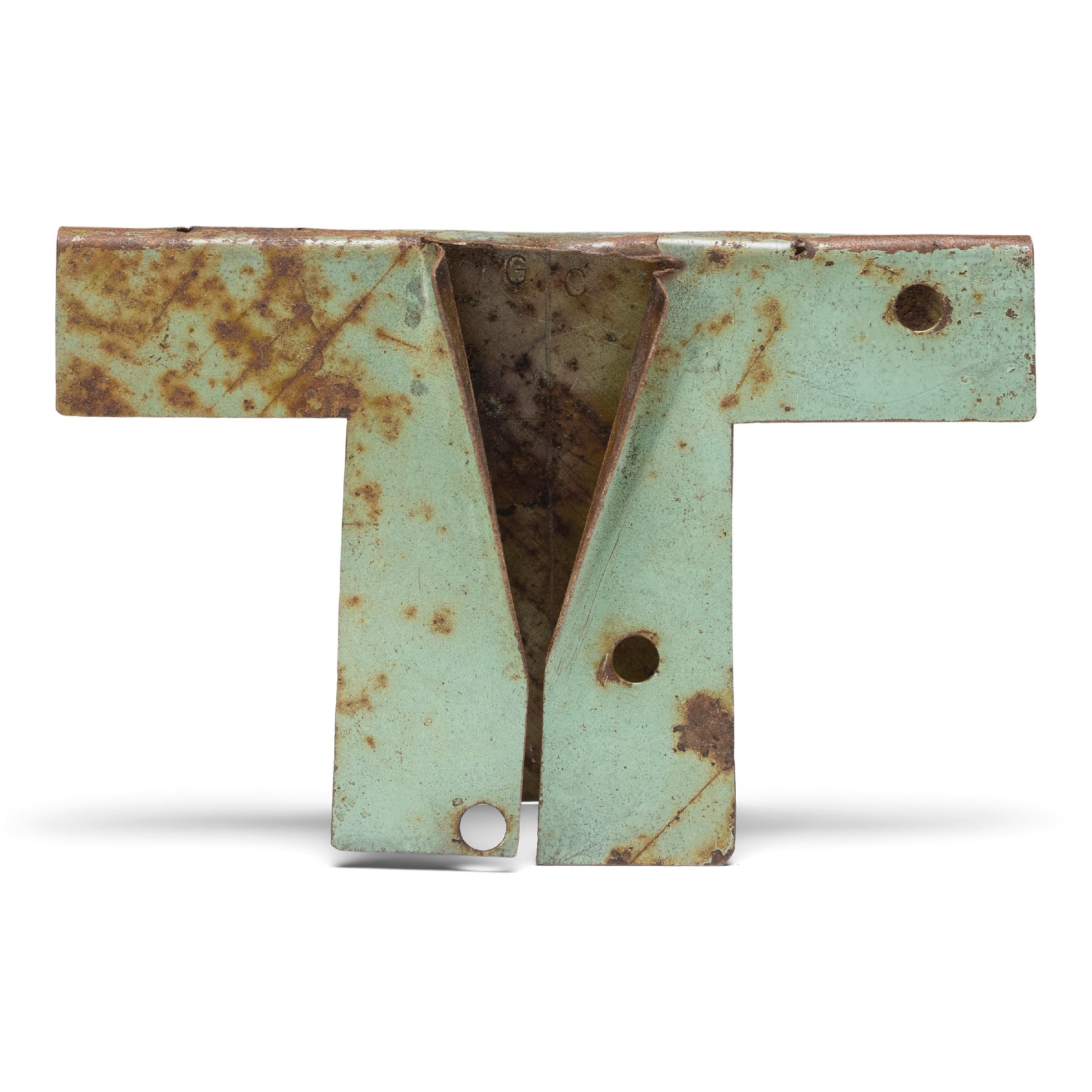 Gordon Chandler Abstract Sculpture - “Tiny Mint Green Jacket, ” Found Steel Sculpture, 2023