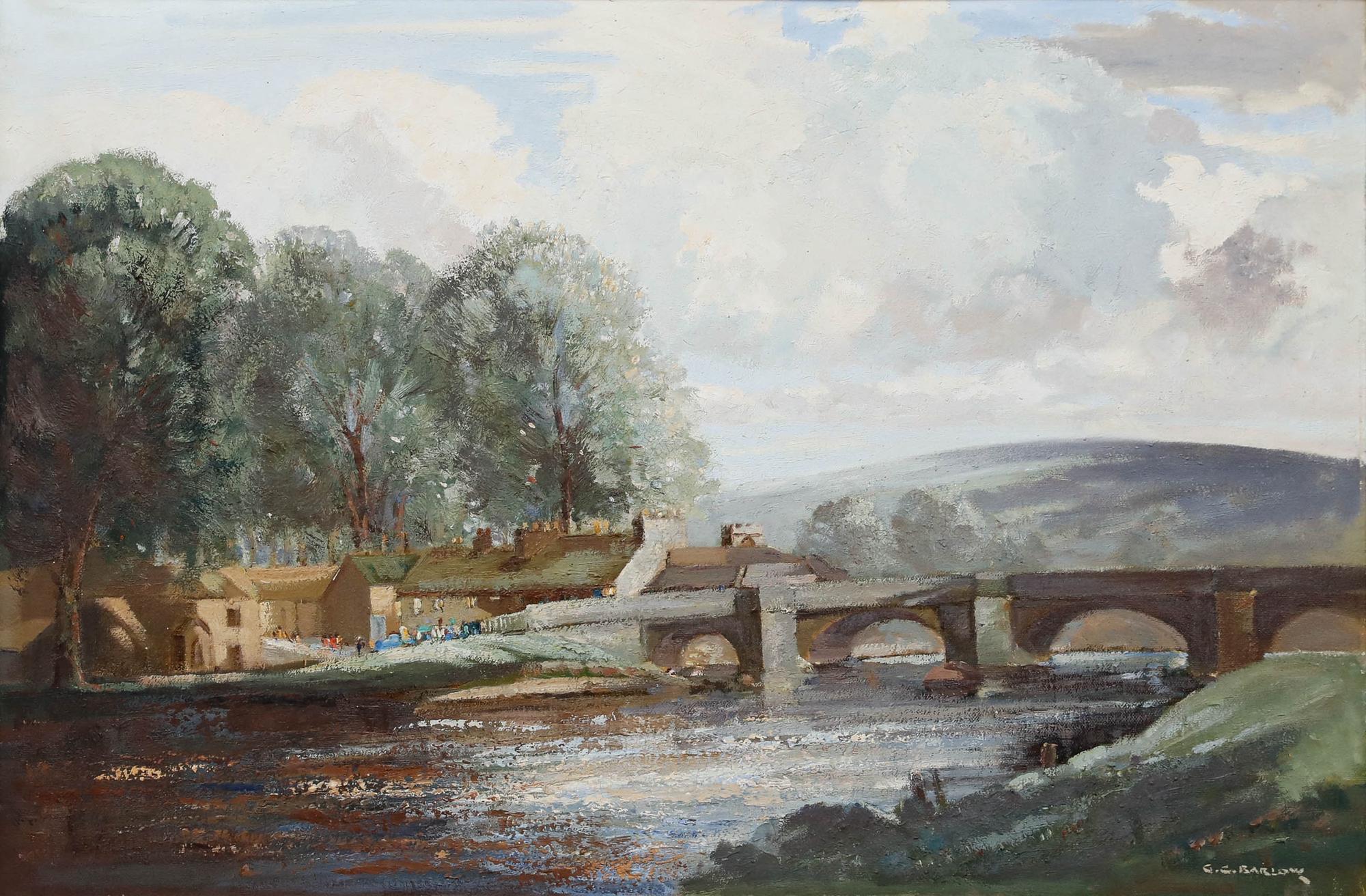 Gordon Clifford Barlow (1913-2004) - Olio del XX secolo incorniciato, Ponte di Burnsall in vendita 1