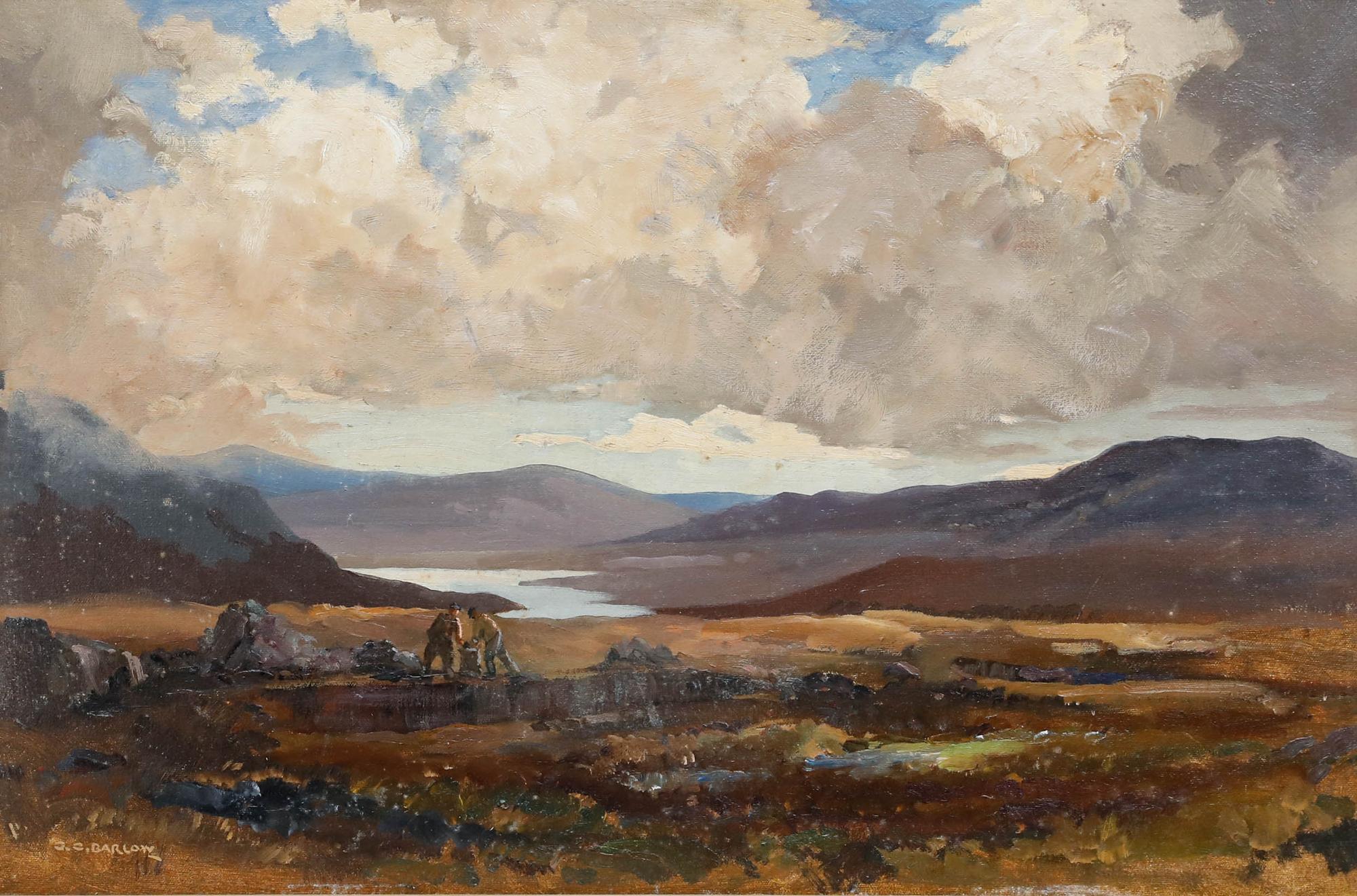 Gordon Clifford Barlow (1913-2005) - 1977 Öl, Torfsammeln am Ben Hope im Angebot 1