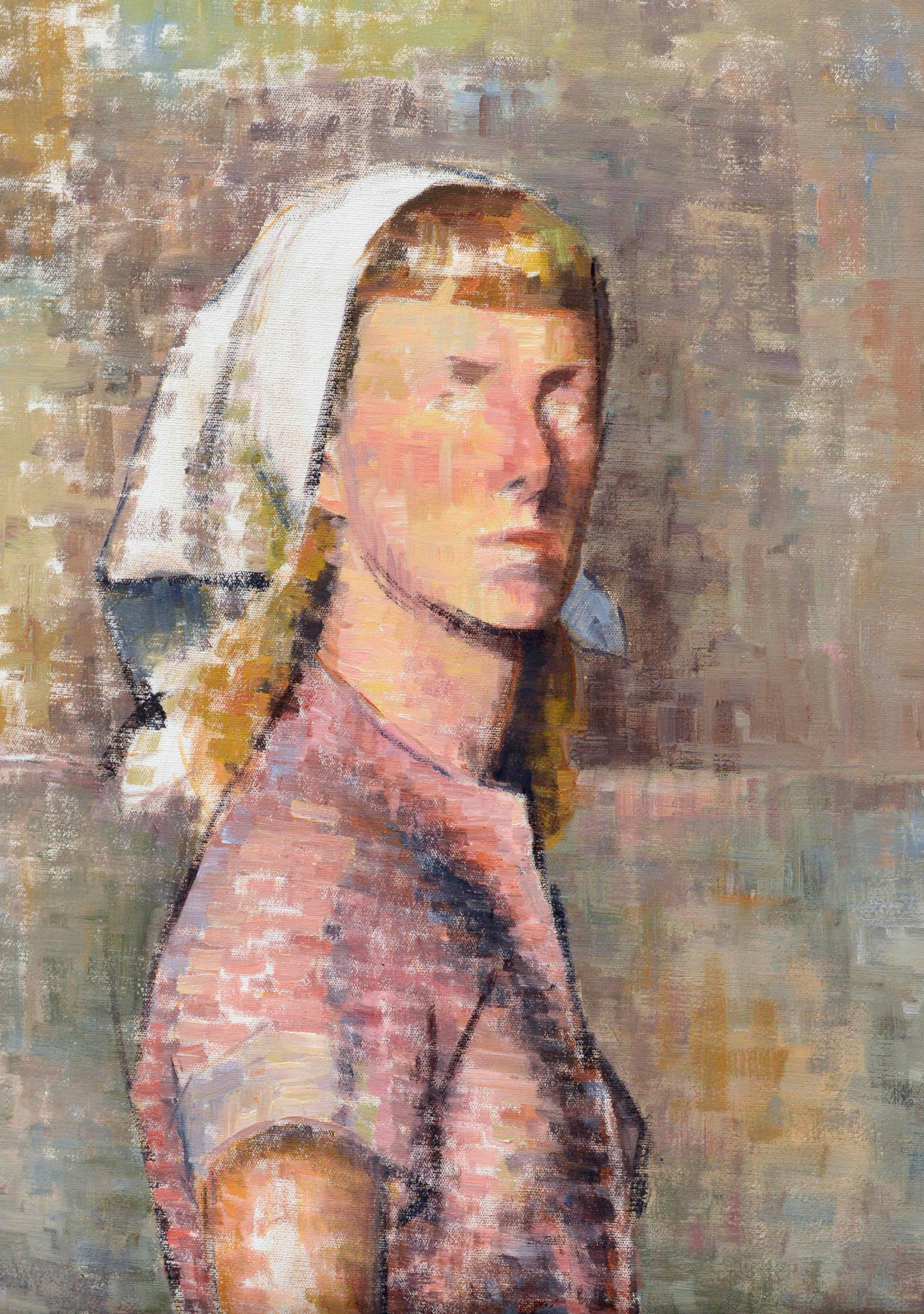 Paar Mid-Century-Blindporträtstudien, Mid-Century-Porträt einer Frau (Braun), Portrait Painting, von Gordon Cook