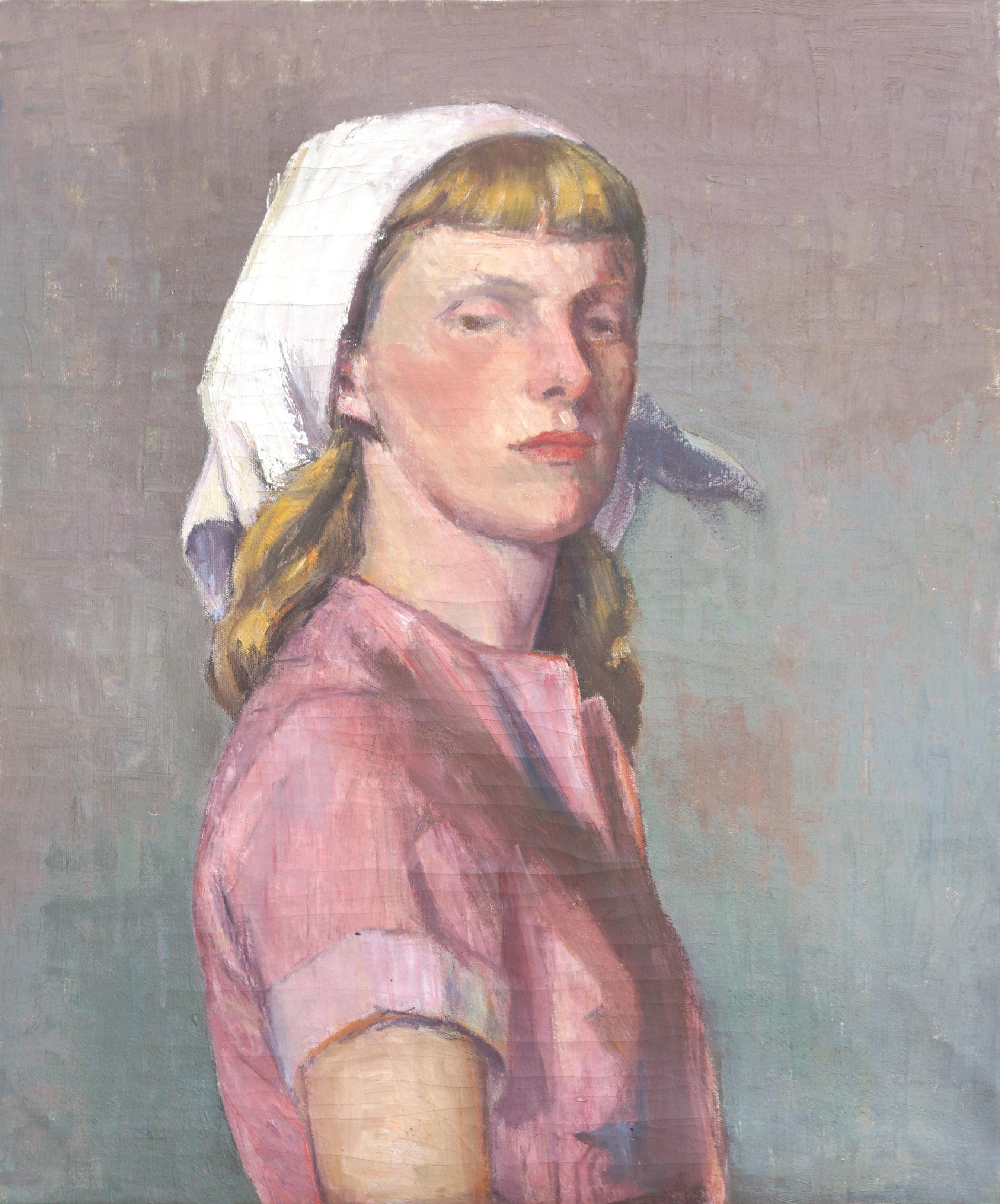 Pair of Mid Century Blocking Portrait Study, Mid Century Portrait of a Woman - Brown Portrait Painting by Gordon Cook