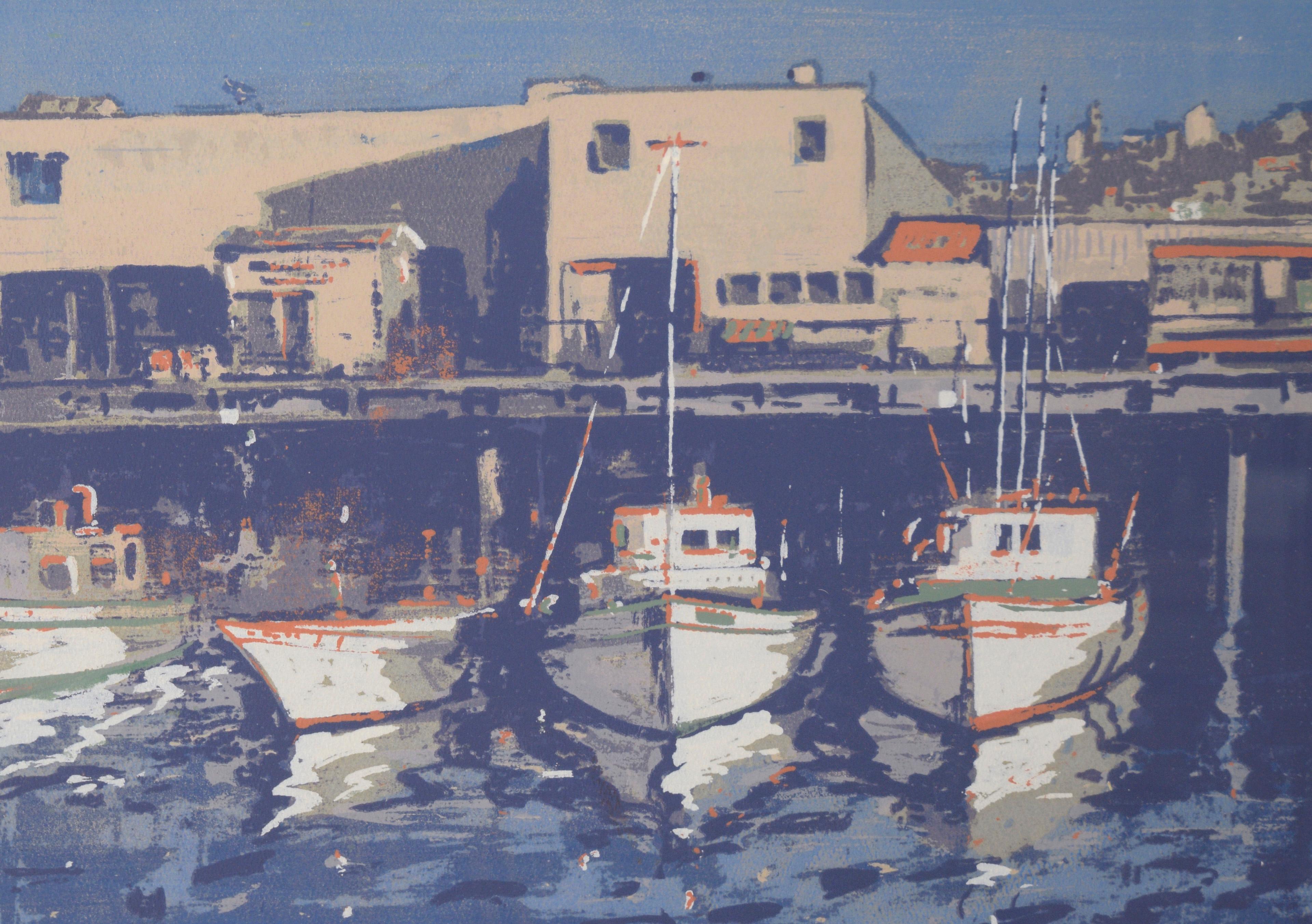 « Fisherman's Wharf - San Francisco » sérigraphie à plusieurs niveaux sur papier - signé - Impressionnisme américain Print par Gordon Cope