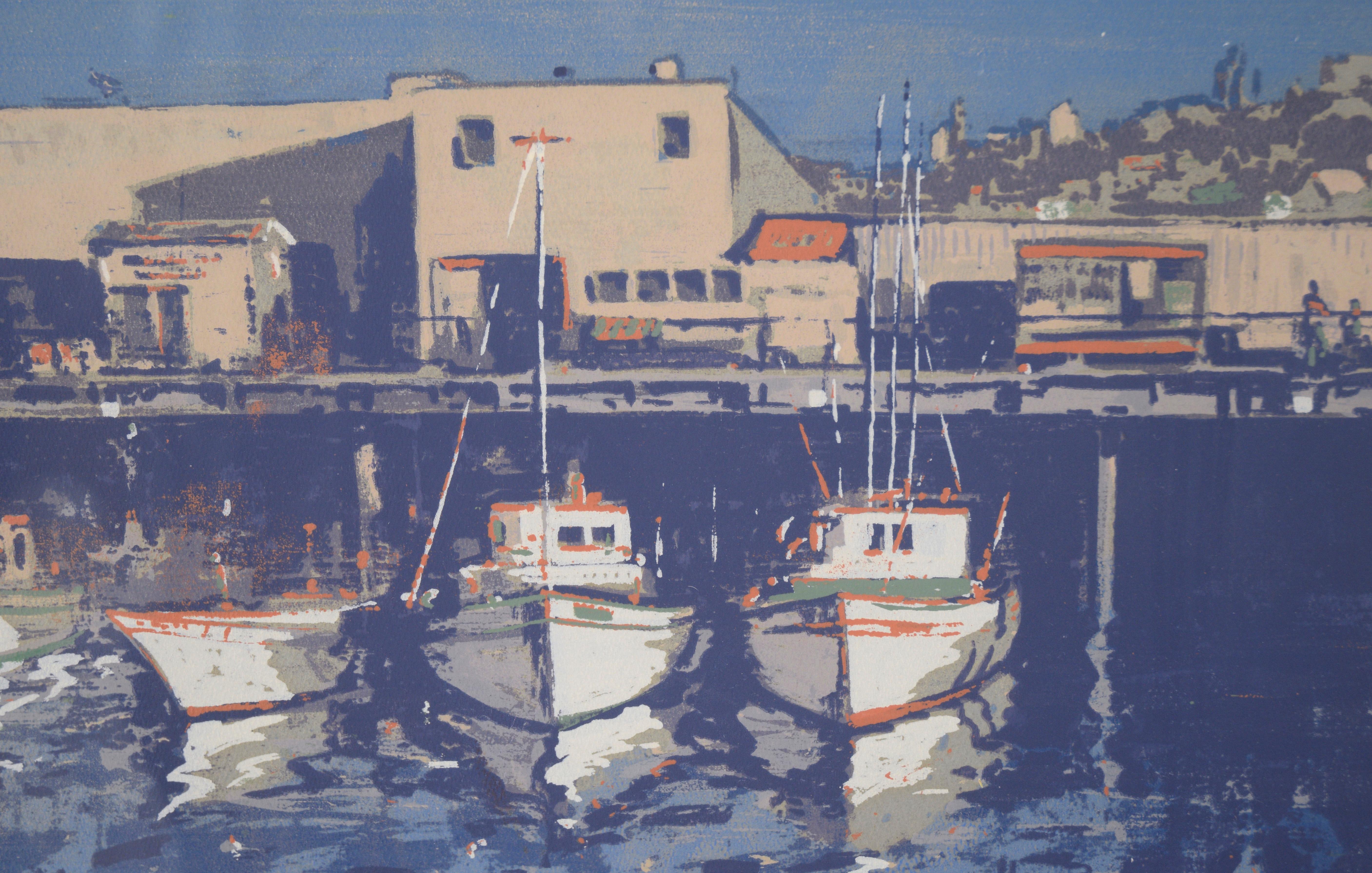 « Fisherman's Wharf - San Francisco » sérigraphie à plusieurs niveaux sur papier - signé en vente 1