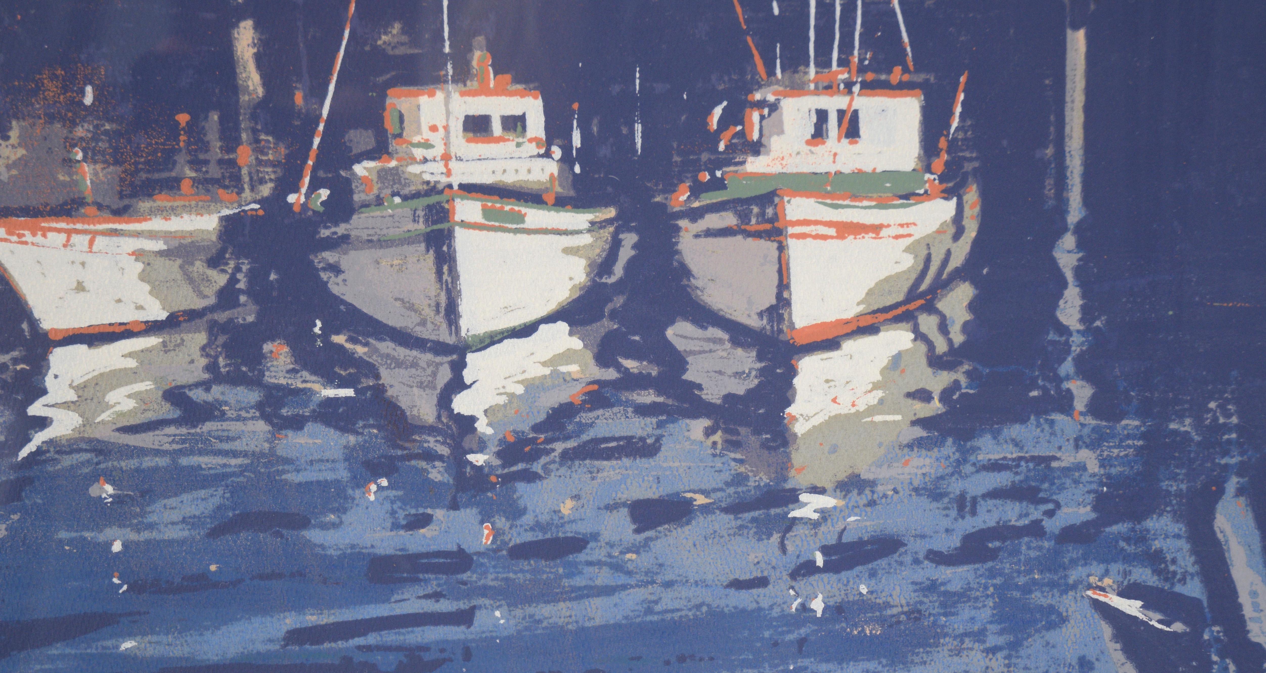 „Fisherman's Wharf – San Francisco“ Mehrschichtiger Raumteiler auf Papier – signiert im Angebot 3
