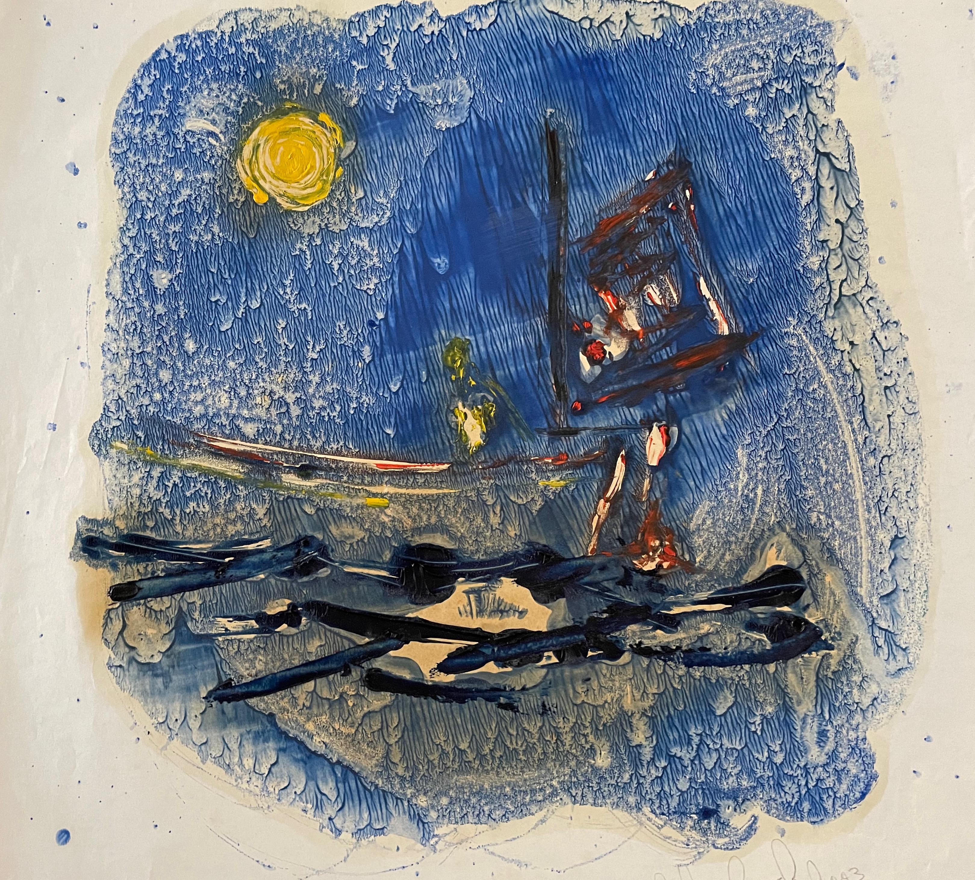 Gordon Couch Abstract Painting – Abstrakte Meereslandschaft 5.  Zeitgenössische expressionistische Seelandschaftsmalerei