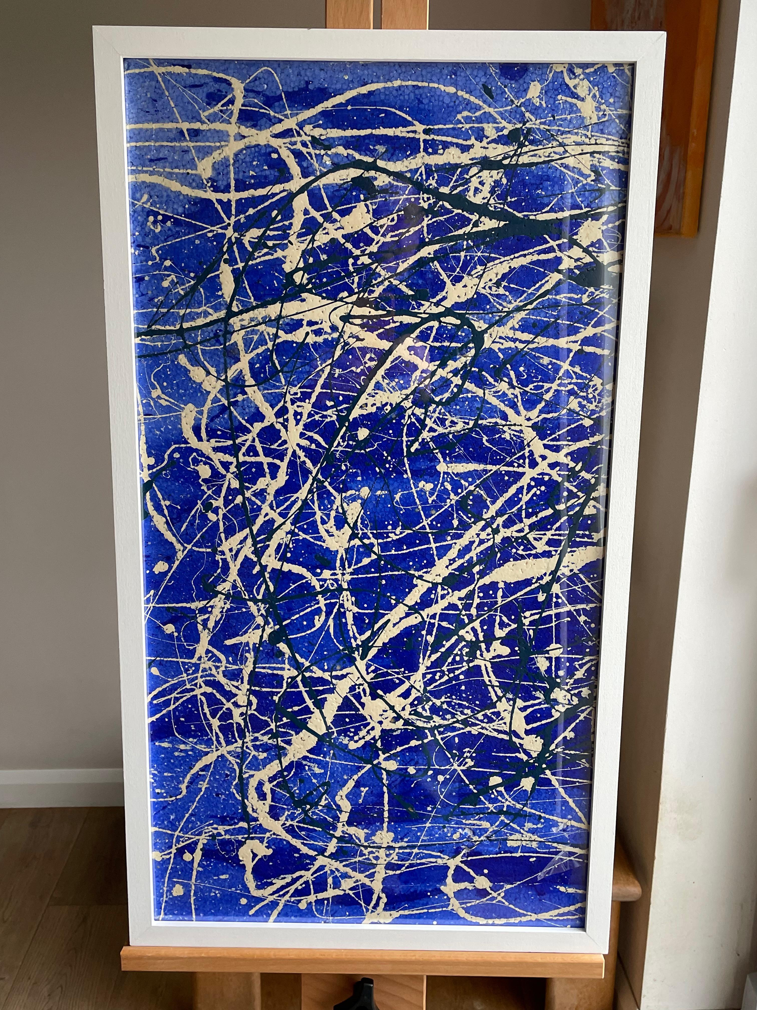 Blue Abstract. Contemporary Framed Abstract Painting 1