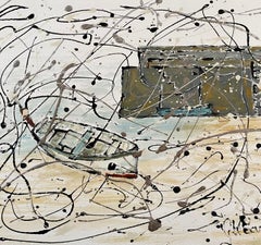Puerto de Cornualles 1:  Pintura abstracta contemporánea de paisajes marinos