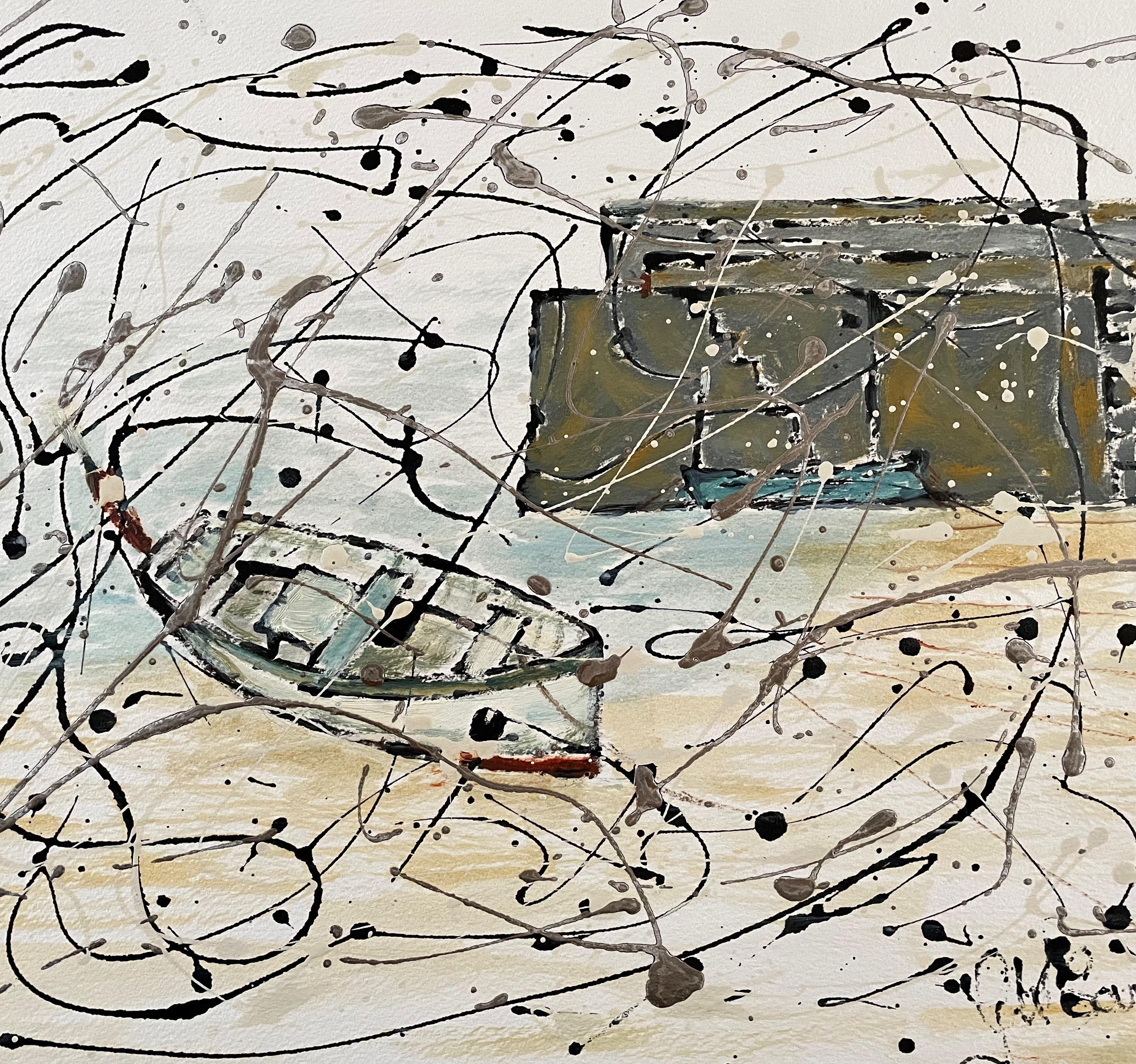 Gordon Couch Landscape Painting - Cornish Harbour 1:  Contemporary Abstract Seascape Painting