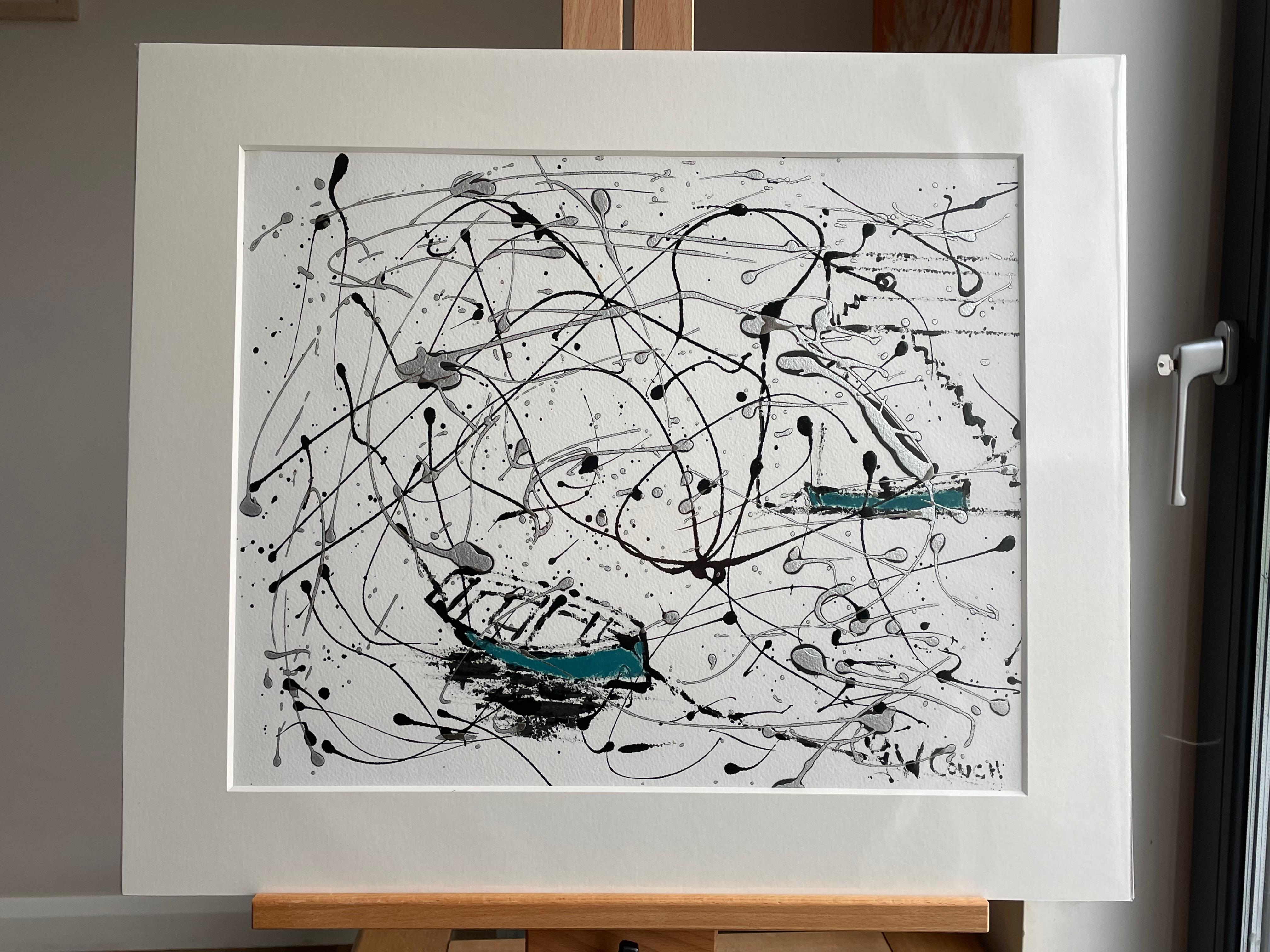 Licitaciones. Paisaje marino abstracto contemporáneo - Abstract Painting Gris de Gordon Couch