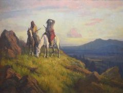 "SCOUTING" NATIVE AMERICAN INDIANS Gordon Coutts (1868-1937) PAINTED 1920s
