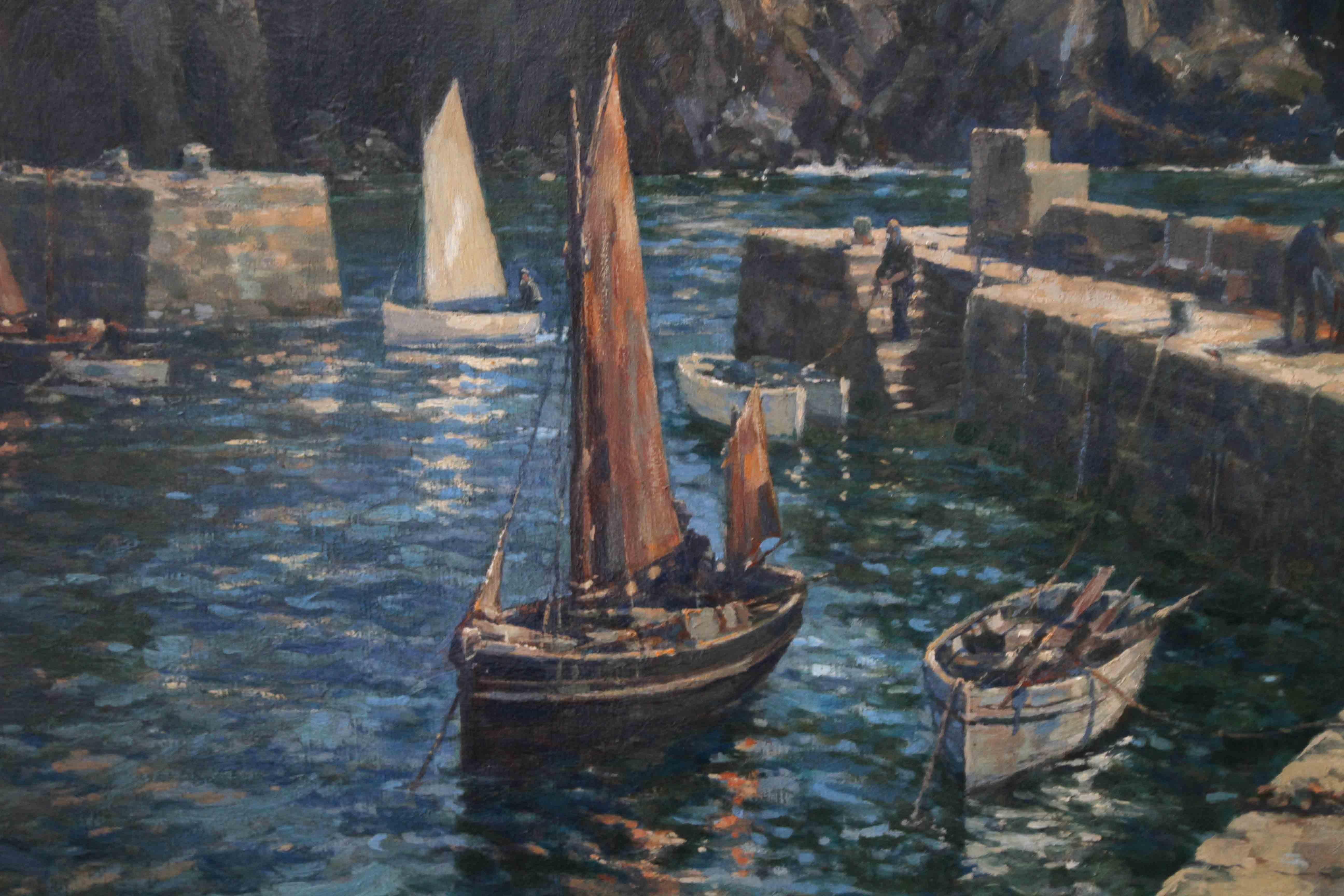 Mullion Cove Cornwall - British 1921 art marine seascape oil painting RA exhib. For Sale 2