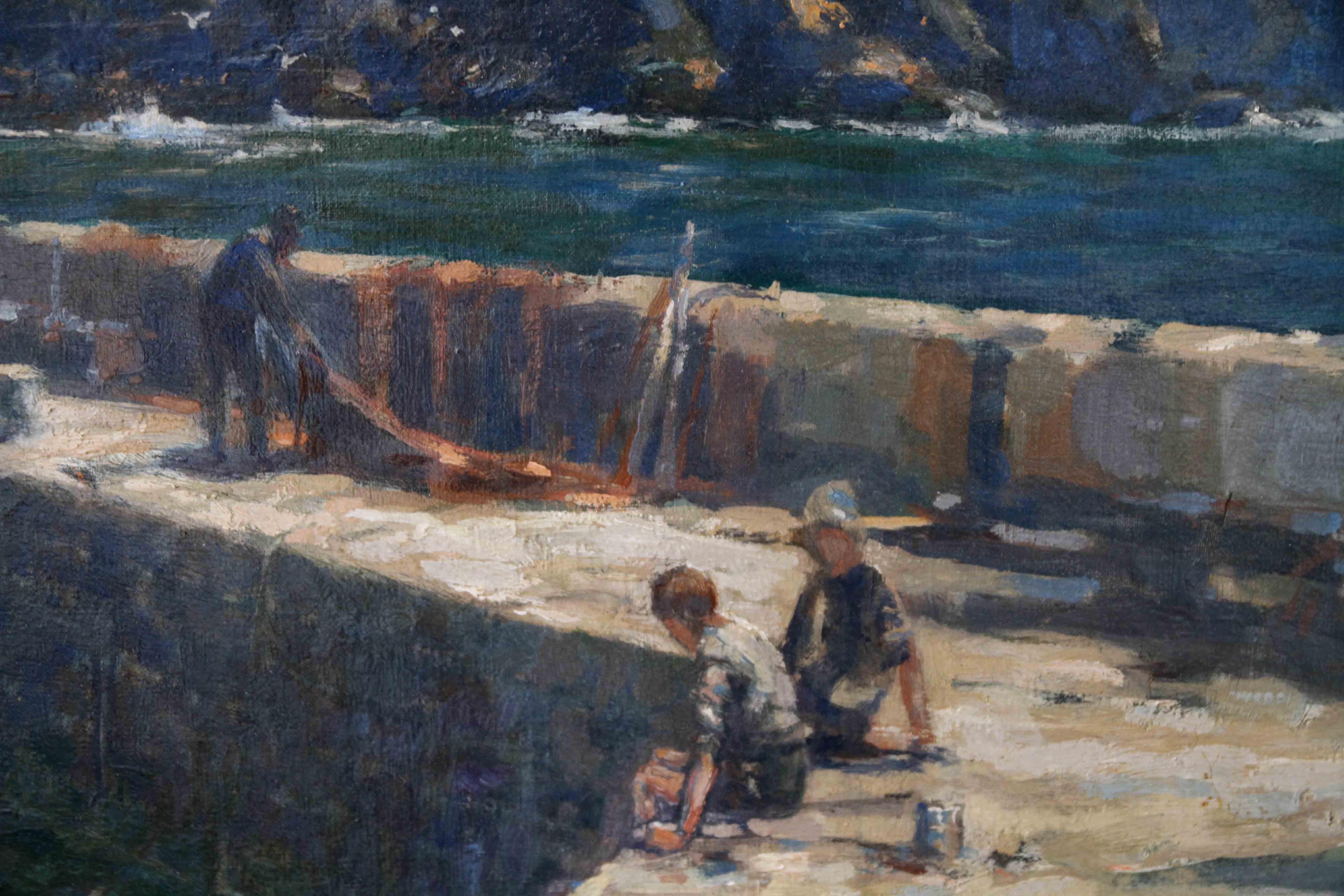 Mullion Cove Cornwall - British 1921 art marine seascape oil painting RA exhib. For Sale 5