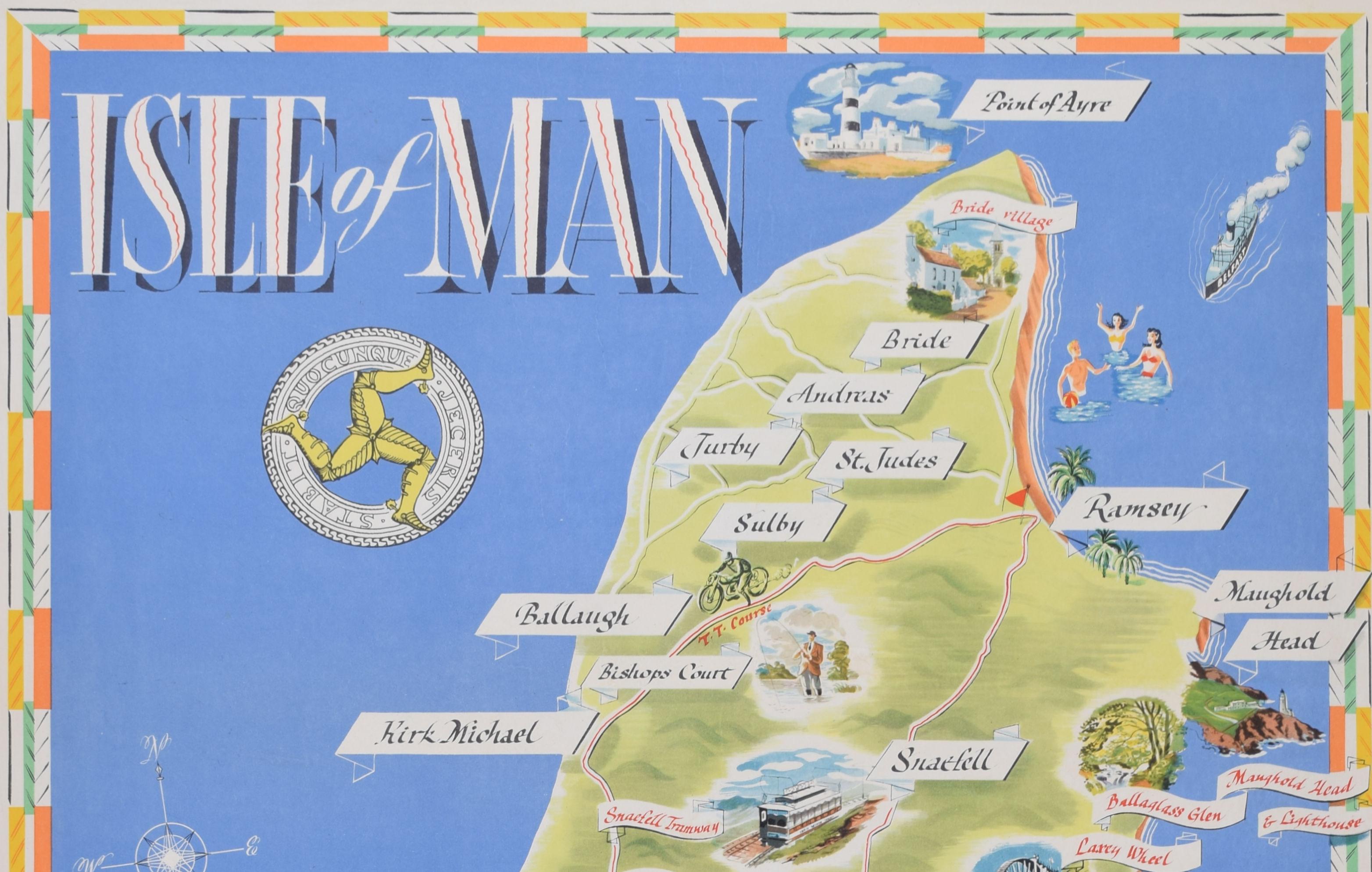 Poster d'epoca originale dell'Isle of Man di Gordon Davey in vendita 1