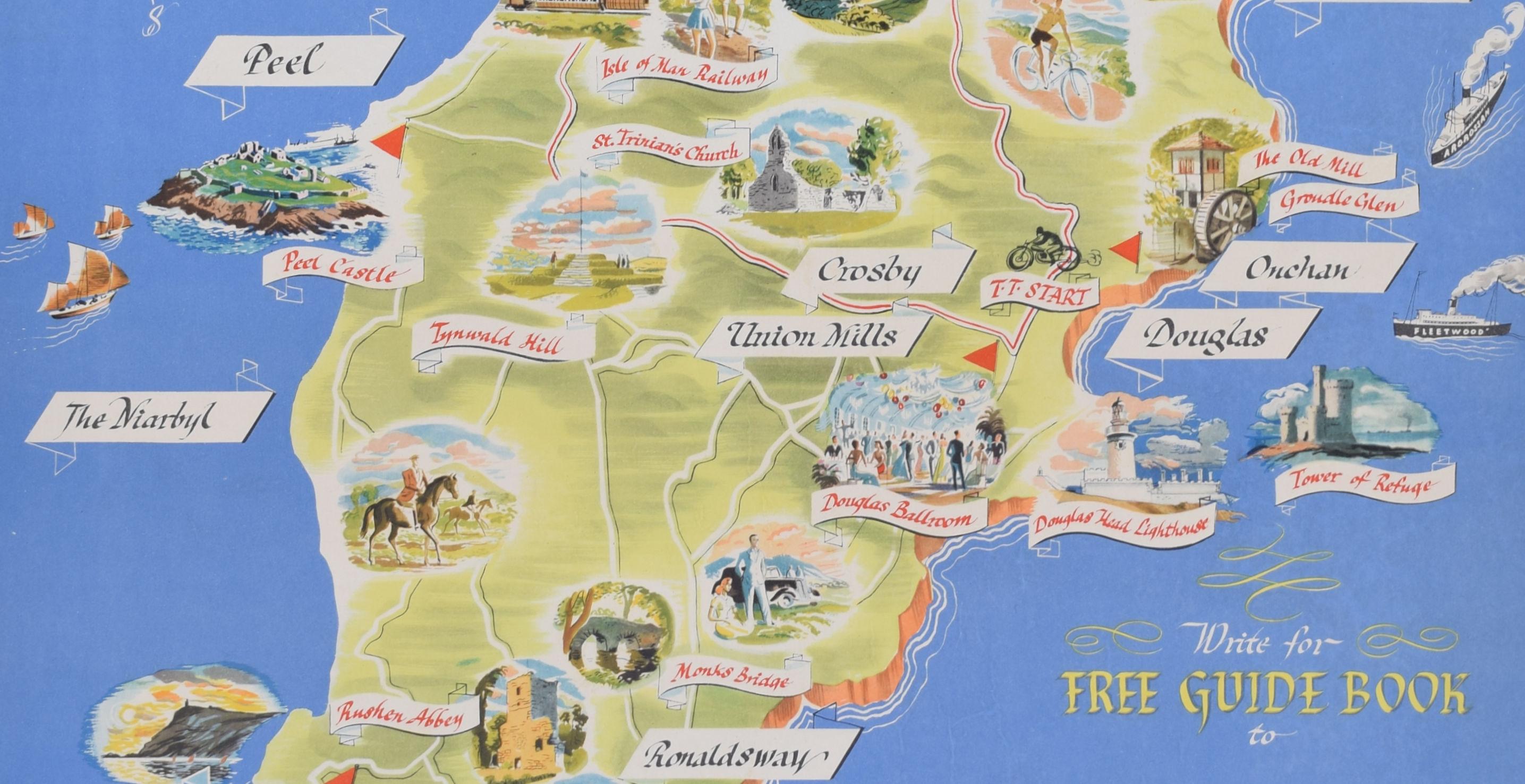 Poster d'epoca originale dell'Isle of Man di Gordon Davey in vendita 3