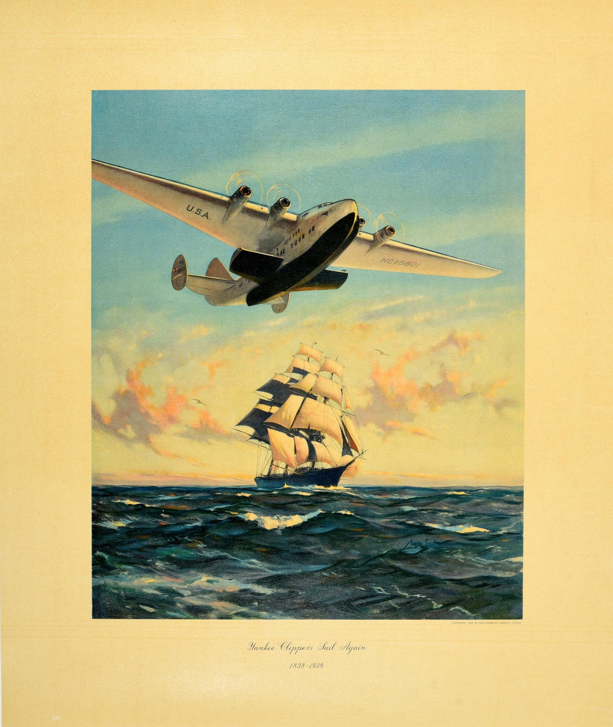 Gordon Grant  Print - Original Vintage Travel Poster Yankee Clipper Flying Boat PanAm Pan American