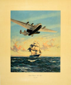 Original Used Travel Poster Yankee Clipper Flying Boat PanAm Pan American