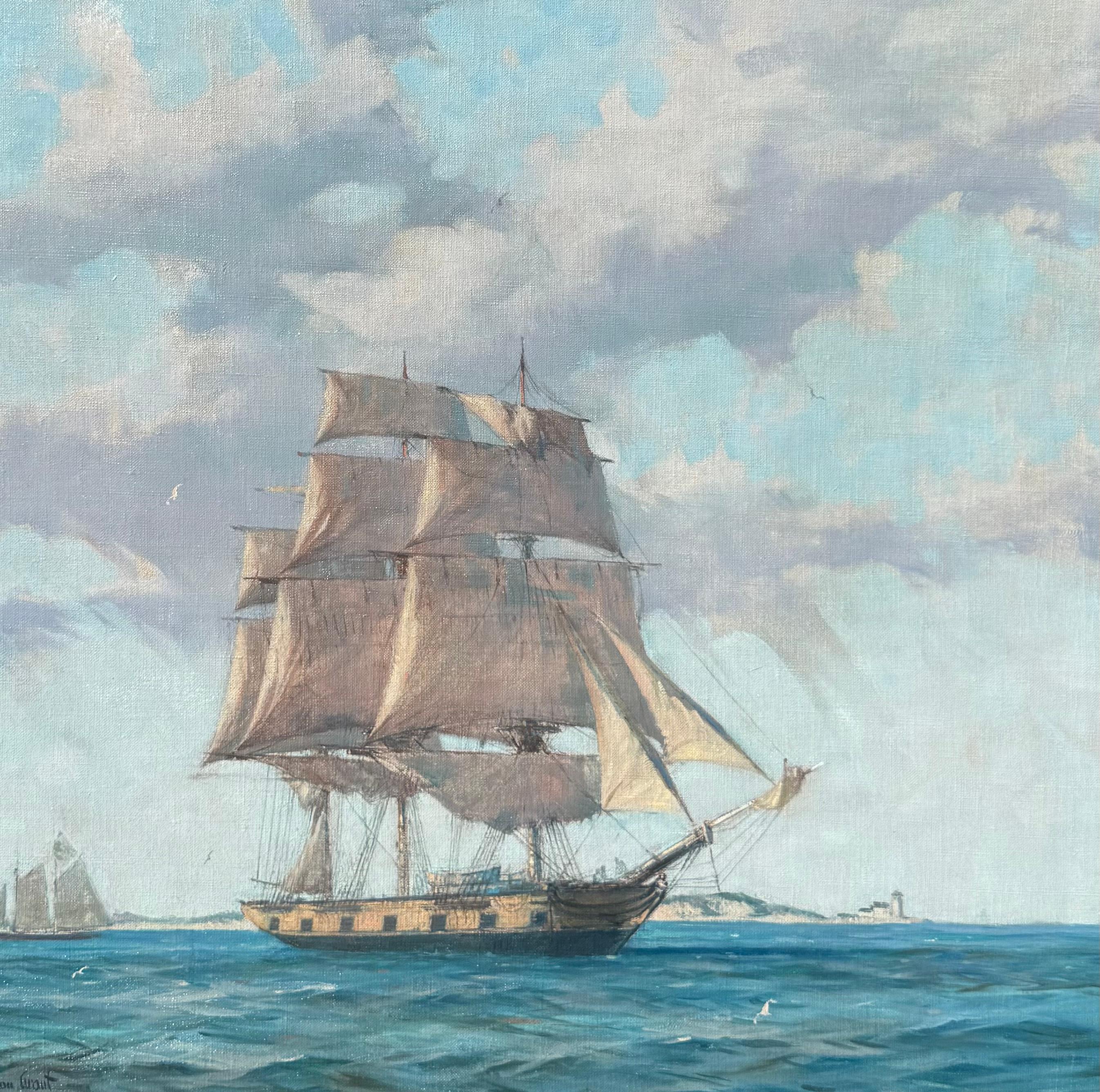 Ein Schoner vor der Küste (Post-Impressionismus), Painting, von Gordon Grant