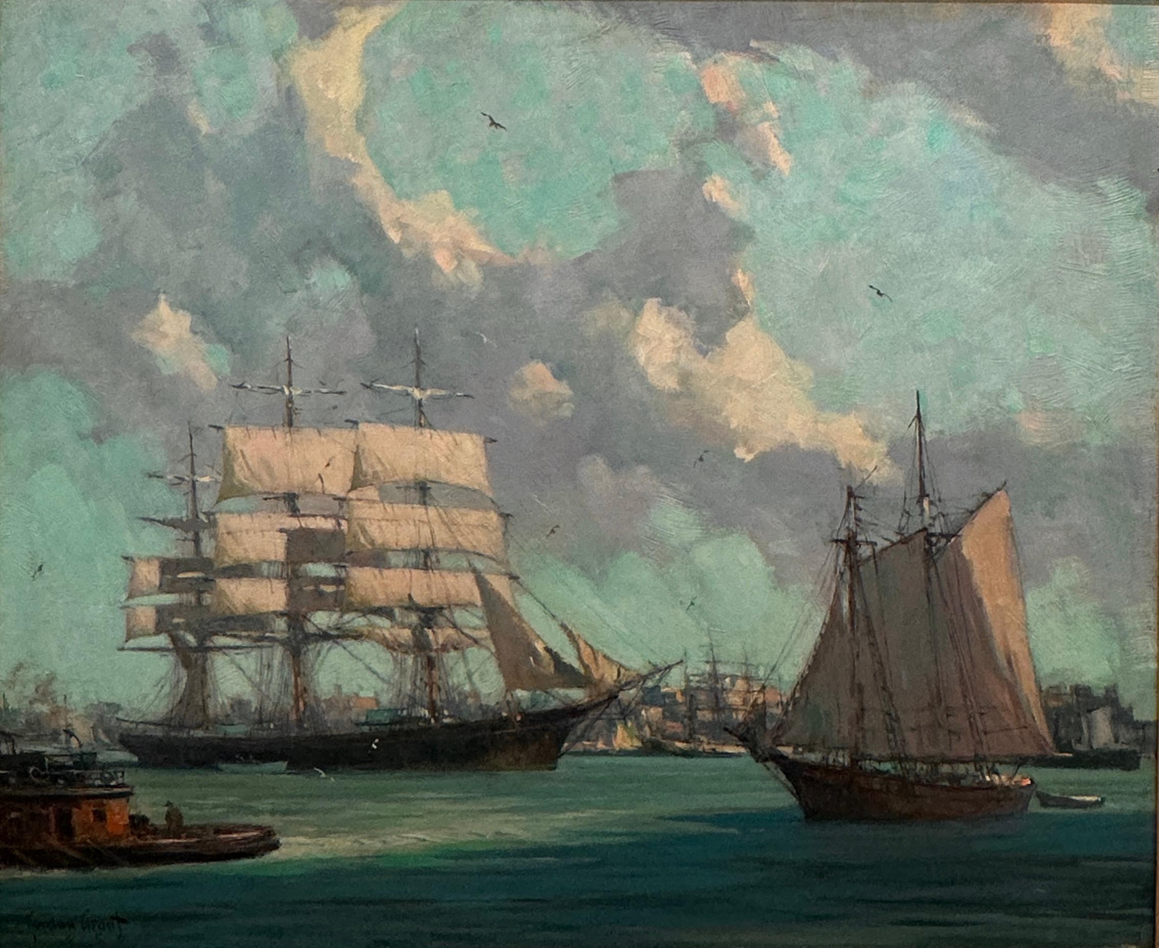 Landscape Painting Gordon Grant - « Day of Sail », un artiste américain de premier plan, Marine Art