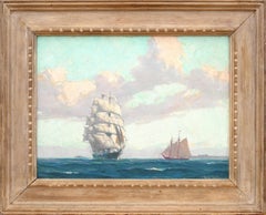 "Down Channel" Naturalistic Maritime Seascape of Ships Sailing on the Ocean