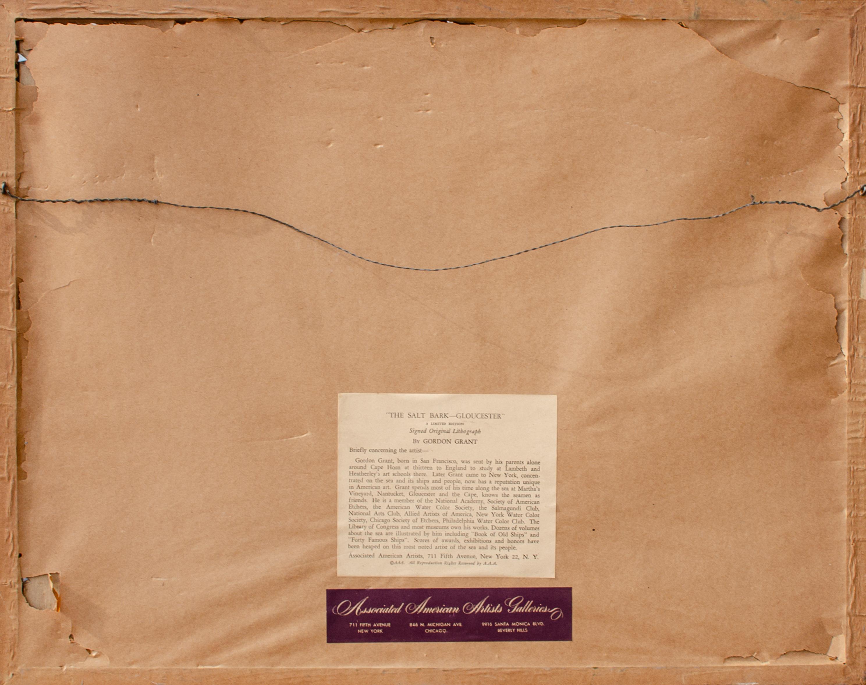 Litografia con barca a vela di Gordon Grant 
