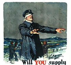 Original 'Will You Supply Eyes for the Navy?' vintage American military poster